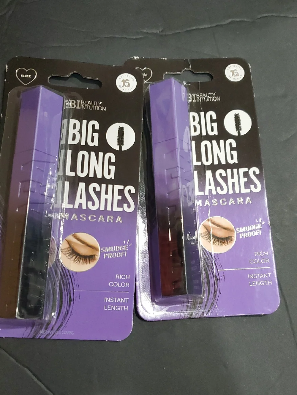 2 pack big long lashes instsnt length black smudge proof mascara brand new